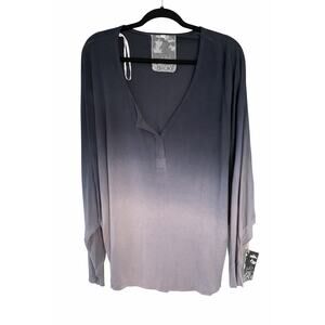 Young Fabulous & Broke Tina Ombre Top XS Boho Goth Long Sleeve Dip Dye Rayon